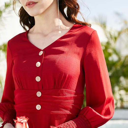 欧芮儿春新款长袖收腰连衣裙 商品图3