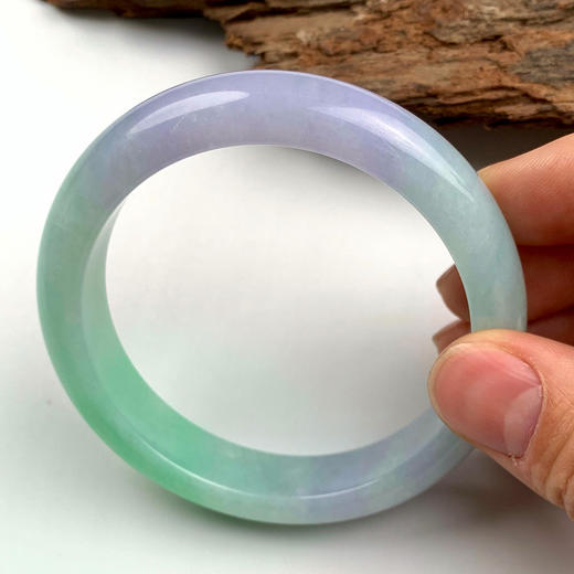 派瑞翡翠 翡翠手镯 糯种 绿色紫色 商品图3