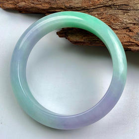 派瑞翡翠 翡翠手镯 糯种 绿色紫色