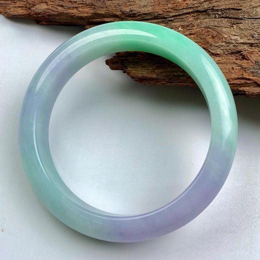 派瑞翡翠 翡翠手镯 糯种 绿色紫色 商品图0