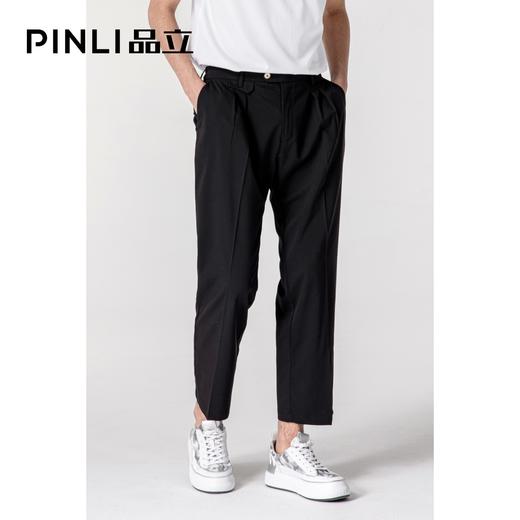 PINLI品立春季新款男装纯色抗皱直筒休闲男士长裤B211117127 商品图1