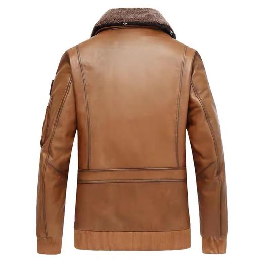 【真皮】大依优型绵羊皮大码皮衣可脱卸领加肥加大外套多口袋时尚大码皮草 商品图2