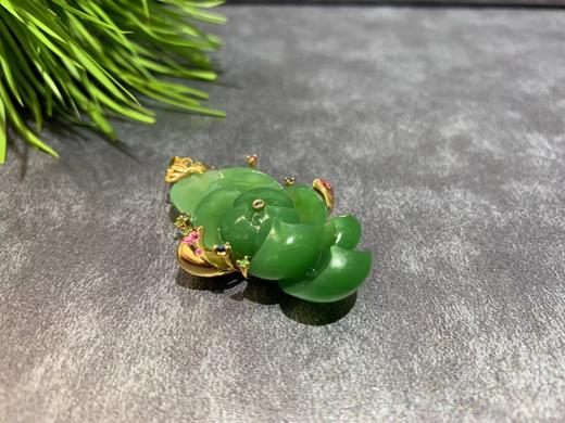 【御珠宫坊】金镶碧玉荷花吊坠 商品图2