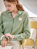 欧芮儿V领长袖衬衫女春新款口袋刺绣气质优雅宽松显瘦小清新衬衣 商品缩略图2