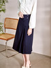 欧芮儿深蓝色半身裙女春季新款收腰显瘦立体褶职场风简约百搭长裙 商品缩略图3