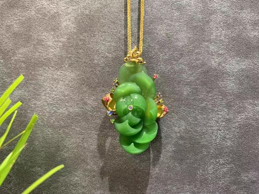【御珠宫坊】金镶碧玉荷花吊坠 商品图4