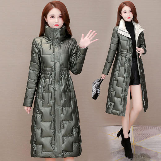 YWE  AES2033气质减龄加厚保暖羽绒棉服女中长款过膝 商品图0