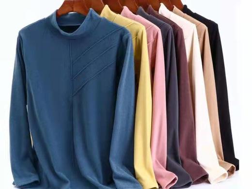 竹纤维女士德绒立领拼接打底衫2040 商品图0
