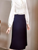 欧芮儿深蓝色半身裙女春季新款收腰显瘦立体褶职场风简约百搭长裙 商品缩略图2