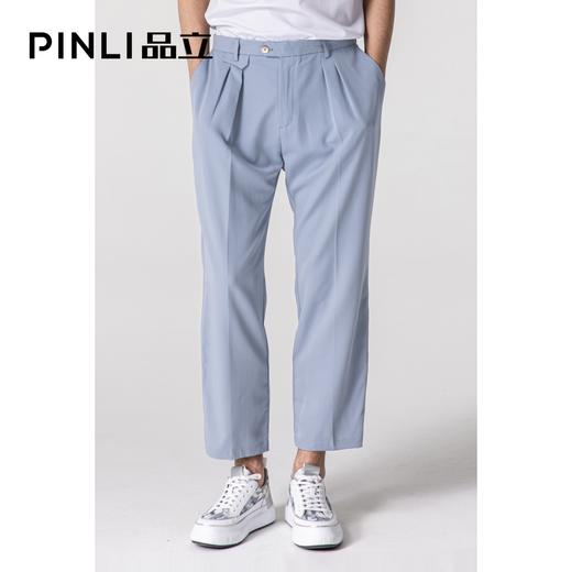 PINLI品立春季新款男装纯色抗皱直筒休闲男士长裤B211117127 商品图6