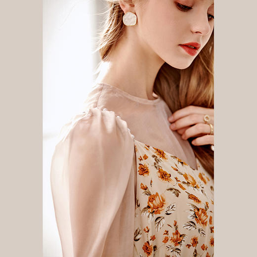 欧芮儿时尚套装女2021春季新款碎花雪纺吊带裙+人丝绉内搭两件套 商品图2