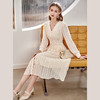 欧芮儿雪纺连衣裙女春季新款收腰显瘦气质优雅法式V领烧花A字摆裙 商品缩略图1