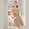 欧芮儿风衣拼接连衣裙春季新款小香风喇叭袖收腰显瘦系带复古裙子 商品缩略图2