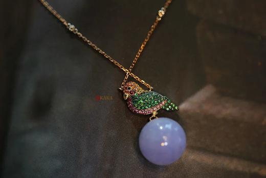 一点腮红的惊喜｜小鸟紫珠子长项链与耳环 商品图0