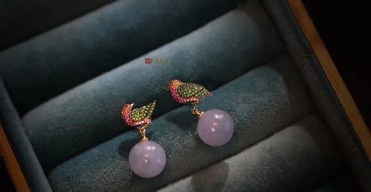 一点腮红的惊喜｜小鸟紫珠子长项链与耳环 商品图1