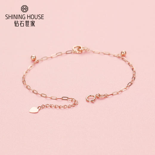 【时尚K金】钻石世家 18K金手链 心连心爱心手链 心相印手链 送礼（约1.56±0.1克） 商品图1