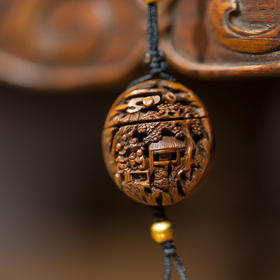 清乾隆 核雕松溪论画图挂件