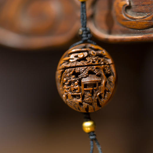 清乾隆 核雕松溪论画图挂件 商品图0