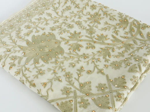 她乡悦品 豪华刺绣羊毛羊绒披肩带珍珠点缀 商品图11