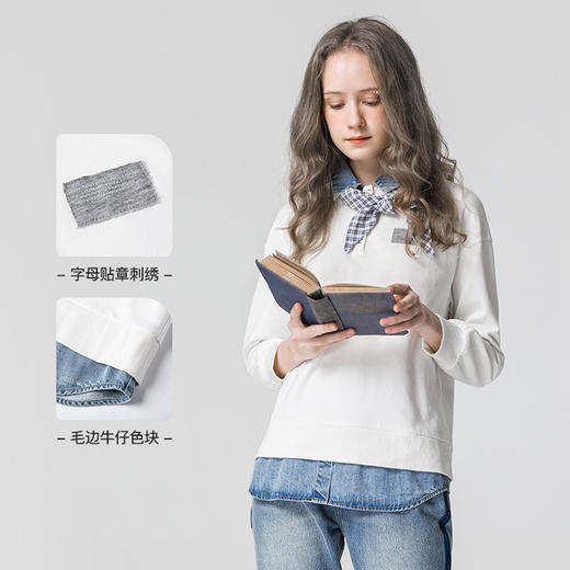 famecoco范可儿假两件卫衣百搭拼接上衣F211BE004 商品图3