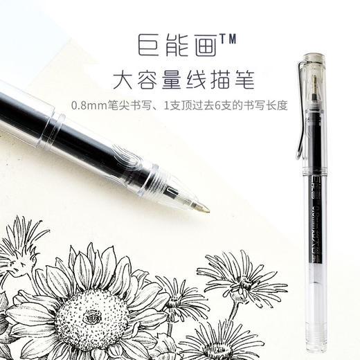 卡拉瓦乔巨能画 巨大容量0.8mm专业线描笔的笔芯是可以替换的 商品图0