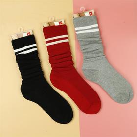 【可积分兑换】【3双】时尚潮流女士长筒袜冬季长袜堆堆袜条纹女袜【922210/922209】