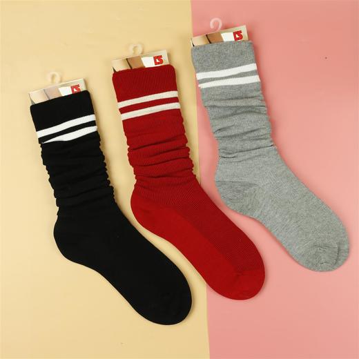 【可积分兑换】【3双】时尚潮流女士长筒袜冬季长袜堆堆袜条纹女袜【922210/922209】 商品图0