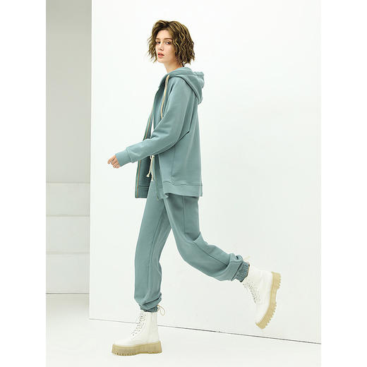 COCOBELLA【瑕疵】时尚运动风双帽绳外套女秋中长款宽松休闲连帽上衣SE1 商品图1