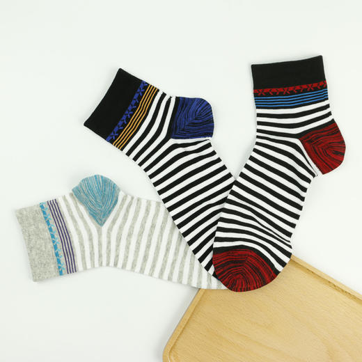 【可积分兑换】【6双】男士经典条纹休闲袜+80支长绒棉袜【6305+811605】 商品图1