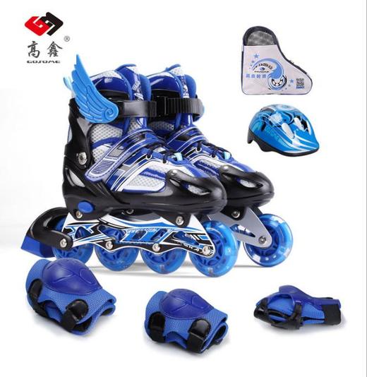 【儿童玩具】全套装闪光旱冰鞋 四码可调单排轮滑鞋儿童 商品图0