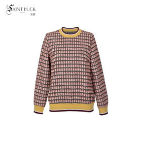 SAINT L’UCK/圣媛女装  休闲罗纹领彩条针织套头衫SA320A01