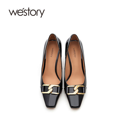 westory高跟鞋女2021年新款细跟春季金属扣 单鞋百搭款W21AE52721 商品图3