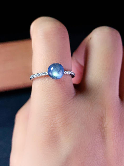 925银蓝月光石/拉长石戒指 神秘优雅大方  尺寸可调节 商品图1
