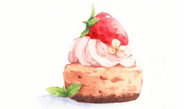 水彩教程 | 草莓蛋糕