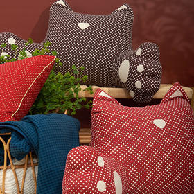 波点猫咪大靠背床头大靠垫榻榻米腰靠床上护腰枕宿舍卧室可爱儿童靠枕大号靠背垫