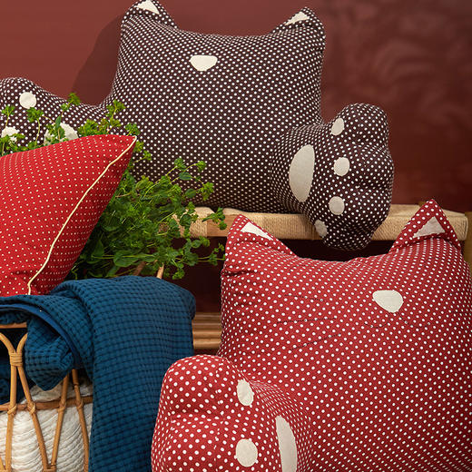 波点猫咪大靠背床头大靠垫榻榻米腰靠床上护腰枕宿舍卧室可爱儿童靠枕大号靠背垫 商品图0