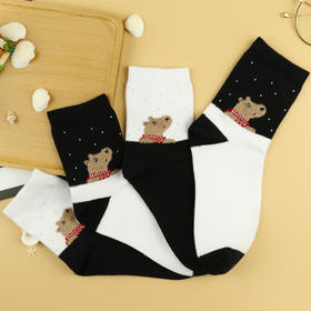 【19元6双】【5-7岁】中童黑白渐变休闲袜 精梳棉袜 透气舒适【2623205】