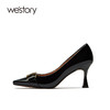 westory高跟鞋女2021年新款细跟春季金属扣 单鞋百搭款W21AE52721 商品缩略图1