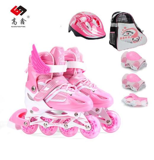 【儿童玩具】全套装闪光旱冰鞋 四码可调单排轮滑鞋儿童 商品图1