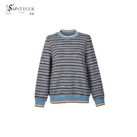 SAINT L’UCK/圣媛女装  时尚休闲罗纹领彩条针织套头衫SA320A01