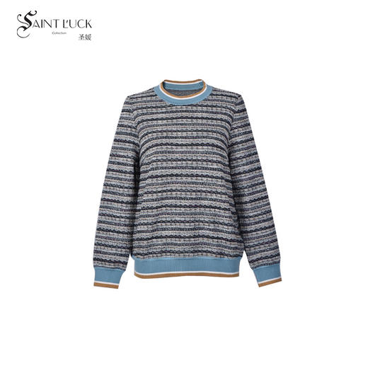 SAINT L’UCK/圣媛女装  时尚休闲罗纹领彩条针织套头衫SA320A01 商品图0