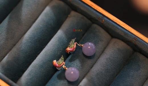 一点腮红的惊喜｜小鸟紫珠子长项链与耳环 商品图4