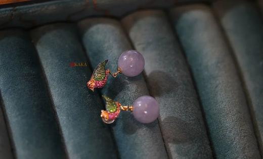 一点腮红的惊喜｜小鸟紫珠子长项链与耳环 商品图2
