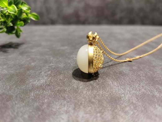 【御珠宫坊】金镶羊脂白玉吊坠 商品图2