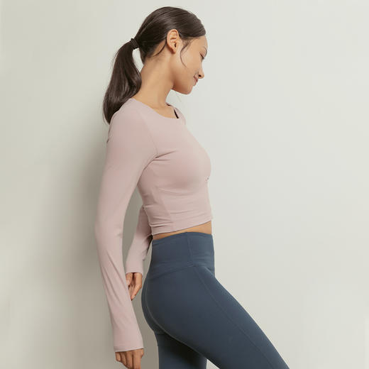 芮柯LRECNAVA长袖运动上衣女带胸垫瑜伽服跑步速干裸感紧身健身服 商品图2