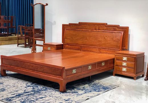 红桥红  家具严选  缅甸花梨（大果紫檀）  【180 步步高升大脚 高低床 三件套】 商品图7