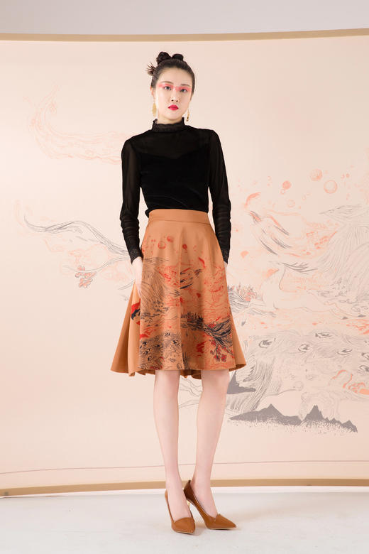 【伯妮斯茵】立领木耳边漆黑T恤--求索--浪漫觉醒《离骚》1T5286 商品图5