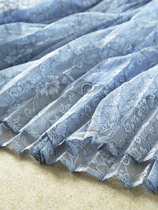 遮腿粗胯大 印花网纱裙仙气大摆a双层松紧腰半身裙