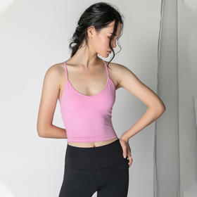 LRECNAVA运动背心女美背外穿带胸垫聚拢瑜伽健身房吊带上衣夏