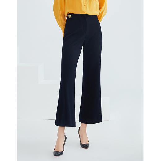 EITIE爱特爱女装春季新款气质通勤职业百搭显瘦微喇直筒长裤6405112 商品图5